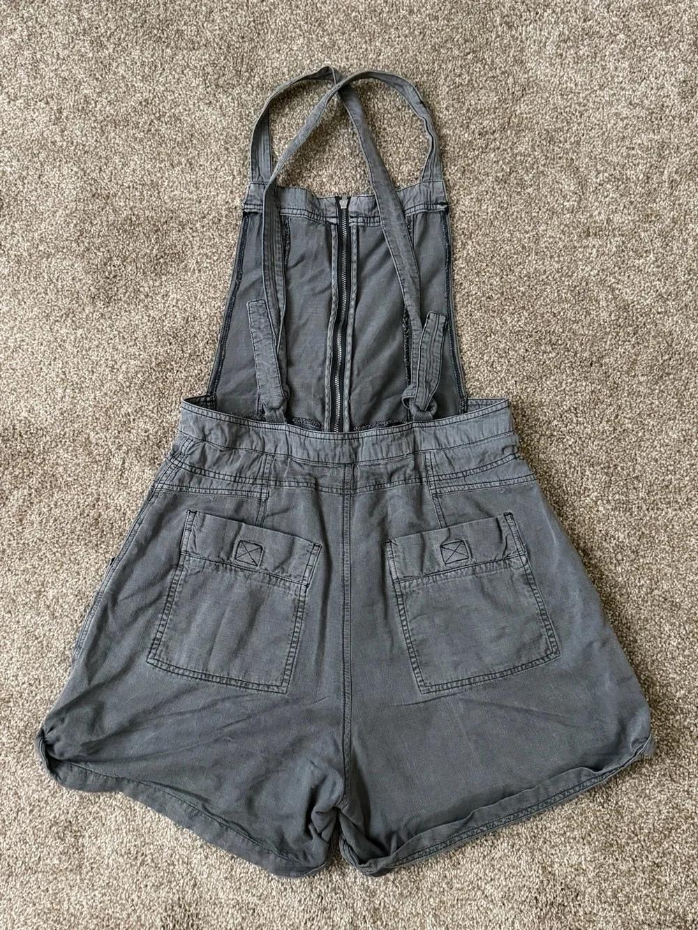 Free People Charcoal Gray Short Overalls